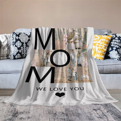 Lofaris Custom Photo Bold Mom Letters Present Warm Blanket