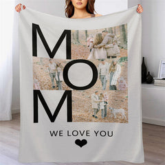 Lofaris Custom Photo Bold Mom Letters Present Warm Blanket