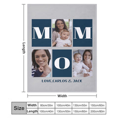 Lofaris Custom Photo Bold Mom Letters Splice Present Blanket