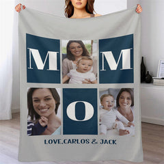 Lofaris Custom Photo Bold Mom Letters Splice Present Blanket