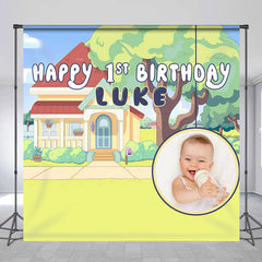 Lofaris Custom Photo Cartoon House 1st Birthday Backdrop