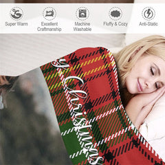 Lofaris Custom Photo Classic Red Checkered Christmas Blanket