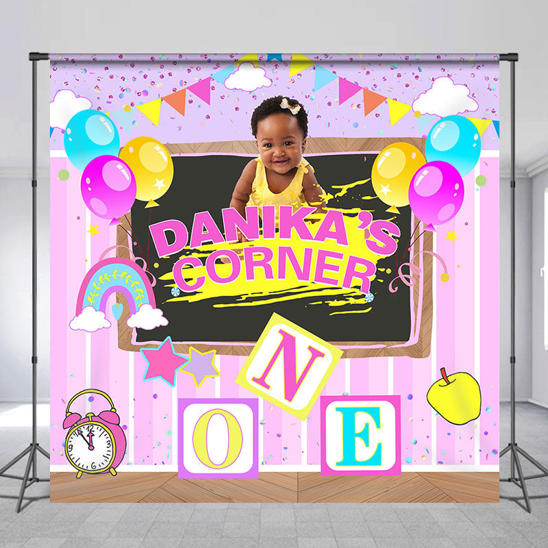 Lofaris Custom Photo Classroom Balloon 1st Birthday Backdrop