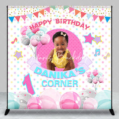 Lofaris Custom Photo Colorful Balloons 1st Birthday Backdrop