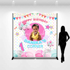 Lofaris Custom Photo Colorful Balloons 1st Birthday Backdrop