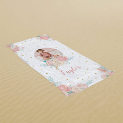 Lofaris Custom Photo Floral Summer Beach Towel for Girls