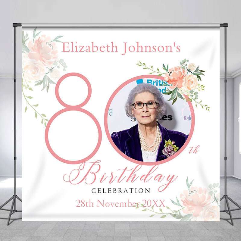 Lofaris Custom Photo Flower Birthday Celebration Backdrop