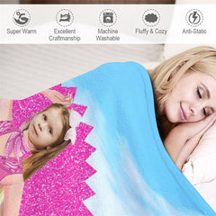 Lofaris Custom Photo Glitter Pink Circle Blue Sky Blanket