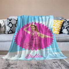 Lofaris Custom Photo Glitter Pink Circle Blue Sky Blanket