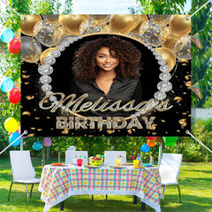 Lofaris Custom Photo Gold Diamonds Balloon Birthday Backdrop