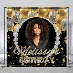 Lofaris Custom Photo Gold Diamonds Balloon Birthday Backdrop