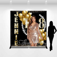 Lofaris Custom Photo Golden Glitter 18th Birthday Backdrop