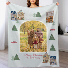 Lofaris Custom Photo House Tree Family Christmas Blanket