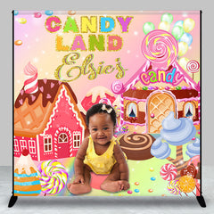 Lofaris Custom Photo Name Gold Candyland Birthday Backdrop