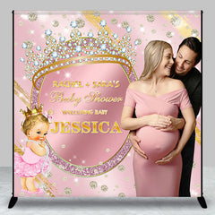 Lofaris Custom Photo Pink Crown Girl Baby Shower Backdrop