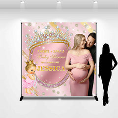 Lofaris Custom Photo Pink Crown Girl Baby Shower Backdrop