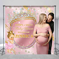 Lofaris Custom Photo Pink Crown Girl Baby Shower Backdrop