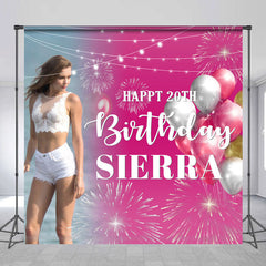 Lofaris Custom Photo Pink Sparks Balloon 20th Birthday Backdrop