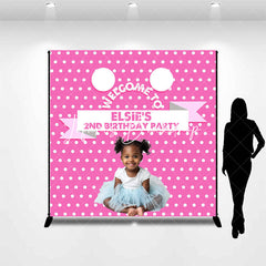 Lofaris Custom Photo Pink White Dots 2nd Birthday Backdrop