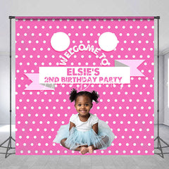 Lofaris Custom Photo Pink White Dots 2nd Birthday Backdrop