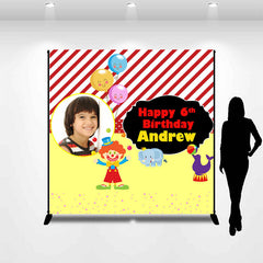 Lofaris Custom Photo Red Yellow Happy 6th Birthday Backdrop