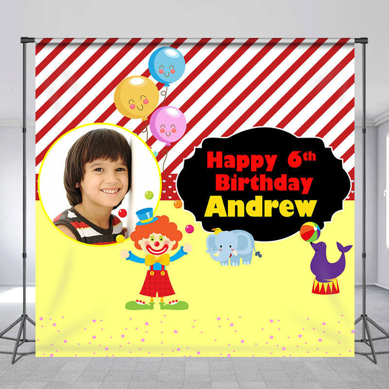 Lofaris Custom Photo Red Yellow Happy 6th Birthday Backdrop