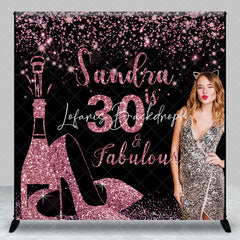 Lofaris Custom Photo Rose Gold Black 30th Birthday Backdrop