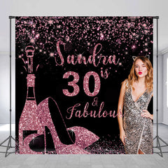 Lofaris Custom Photo Rose Gold Black 30th Birthday Backdrop