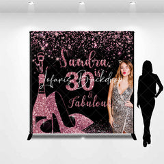 Lofaris Custom Photo Rose Gold Black 30th Birthday Backdrop