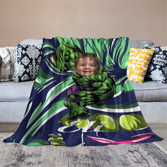 Lofaris Custom Photo Strong Green Boor Monster Hero Blanket