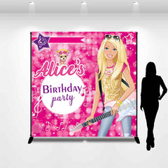 Lofaris Custom Pink Girls Guitar Birthday Party Backdrop