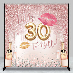 Lofaris Custom Pink Glitter Champagne 30th Birthday Backdrop