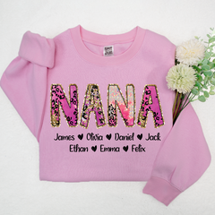 Lofaris Mimi Pink Leopard Custom And Kids Grandma Gift TH Sweatshirt