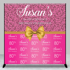 Lofaris Custom Pink Gold Ribbon Repeat Birthday Backdrop