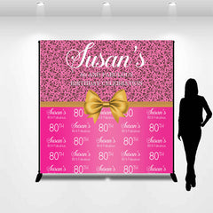 Lofaris Custom Pink Gold Ribbon Repeat Birthday Backdrop