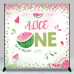 Lofaris Custom Pink Green Watermelon 1st Birthday Backdrop