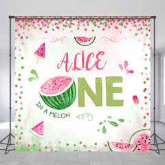 Lofaris Custom Pink Green Watermelon 1st Birthday Backdrop