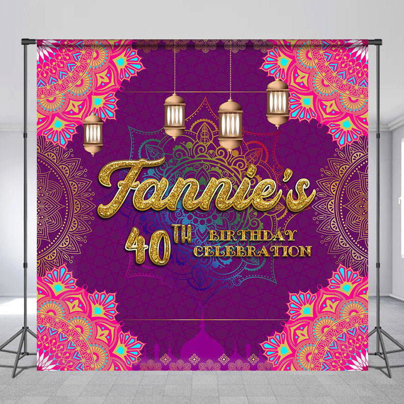 Lofaris Custom Pink Mandala Print 40th Birthday Backdrop