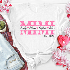 Lofaris Custom Pink Nana Est Kids Name Mothers Day T-Shirt