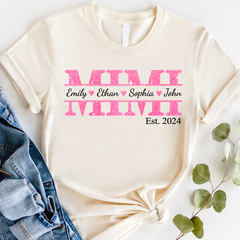 Lofaris Custom Pink Nana Est Kids Name Mothers Day T-Shirt