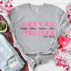 Lofaris Custom Pink Nana Est Kids Name Mothers Day T-Shirt