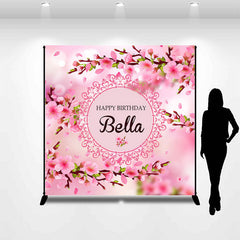 Lofaris Custom Pink Peach Blossom Happy Birthday Backdrop