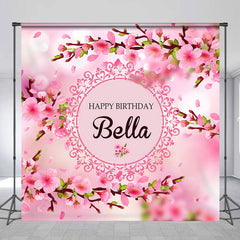 Lofaris Custom Pink Peach Blossom Happy Birthday Backdrop