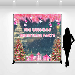 Lofaris Custom Pink Plants Tree Family Christmas Backdrop