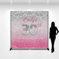 Lofaris Custom Pink Silver Backdrop For 30th Birthday Party