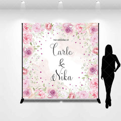 Lofaris Custom Pink Spring Floral Wedding Party Backdrop