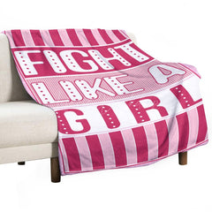 Lofaris Custom Pink Stripe Fight Like A Girl Text Blanket