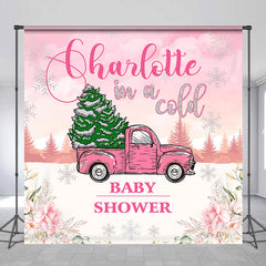 Lofaris Custom Pink Truck Sky Flower Baby Shower Backdrop