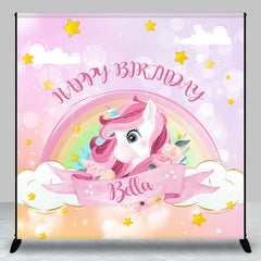 Lofaris Custom Pink Unicorn Rainbow Bokeh Birthday Backdrop