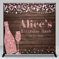 Lofaris Custom Pink Wine Glass Wooden Birthday Bash Backdrop